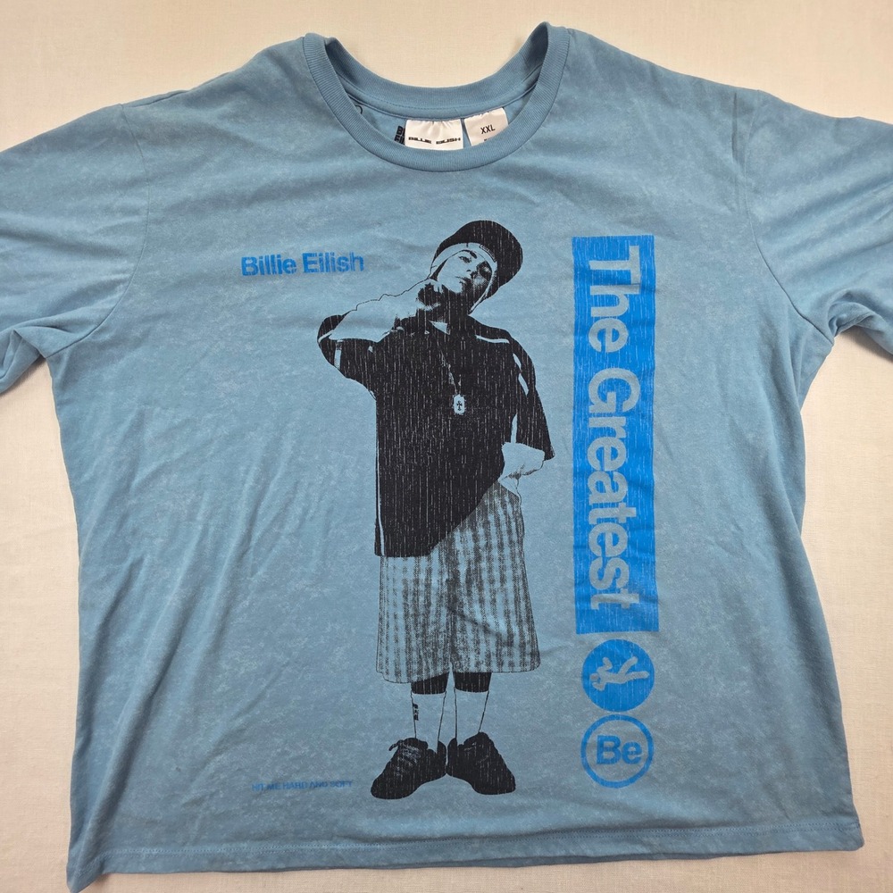 Billie Eilish The Greatest T-Shirt Womens XXL Blue Wash Graphic Tee merch hiphop - Picture 2 of 7